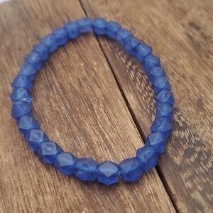 B2327 crystal rock candy‎ icy frost blue bracelet stretch